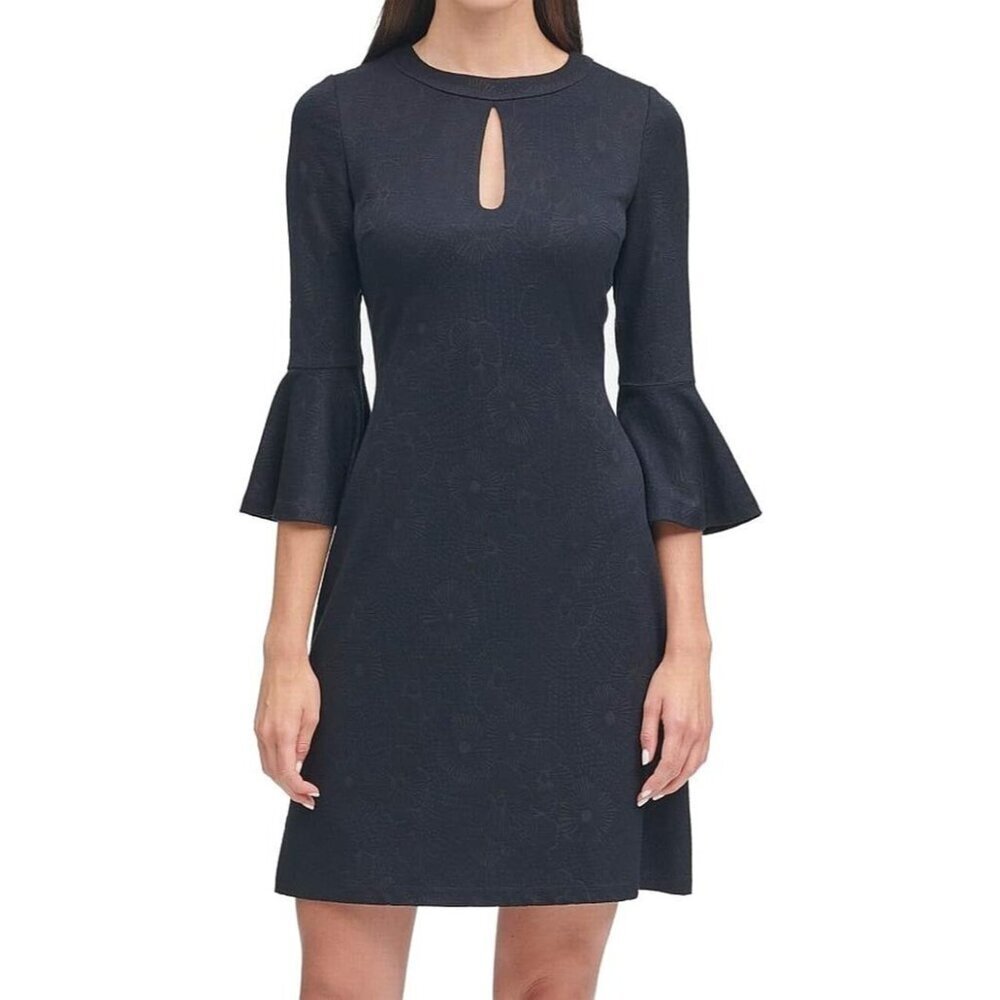Tommy Hilfiger Black Embossed Dress Size 6 Excellent Condition